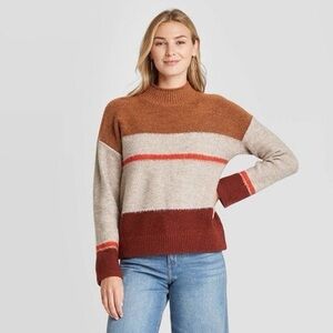 Universal Thread Mock Neck Stripe Sweater